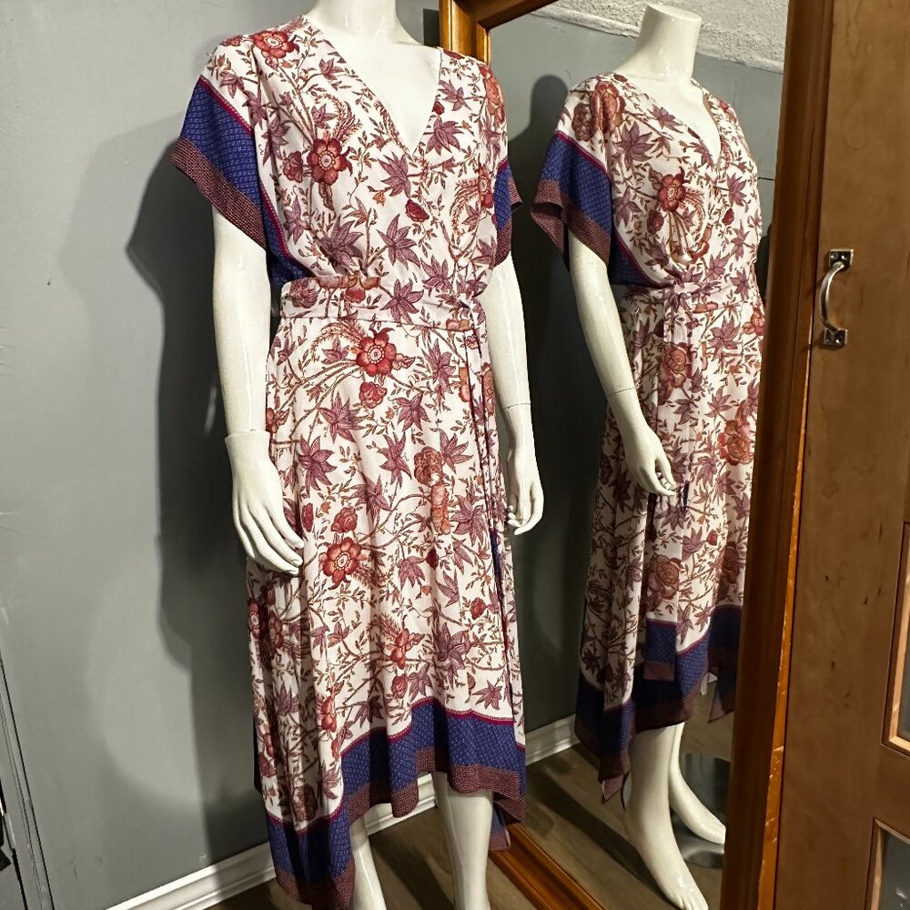 NWT Ralph Lauren Floral Tea Dress Size 6 Faux Wrap Fit & Flare Handkerchief Hem